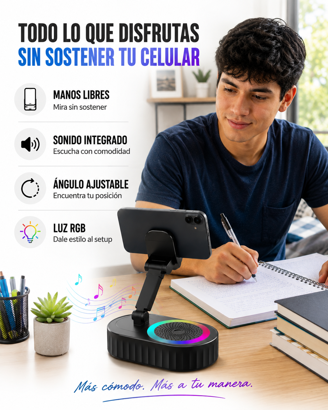 Soporte Smart™ — Estudia, ve películas y series sin sostener tu celular, tablet o iPad