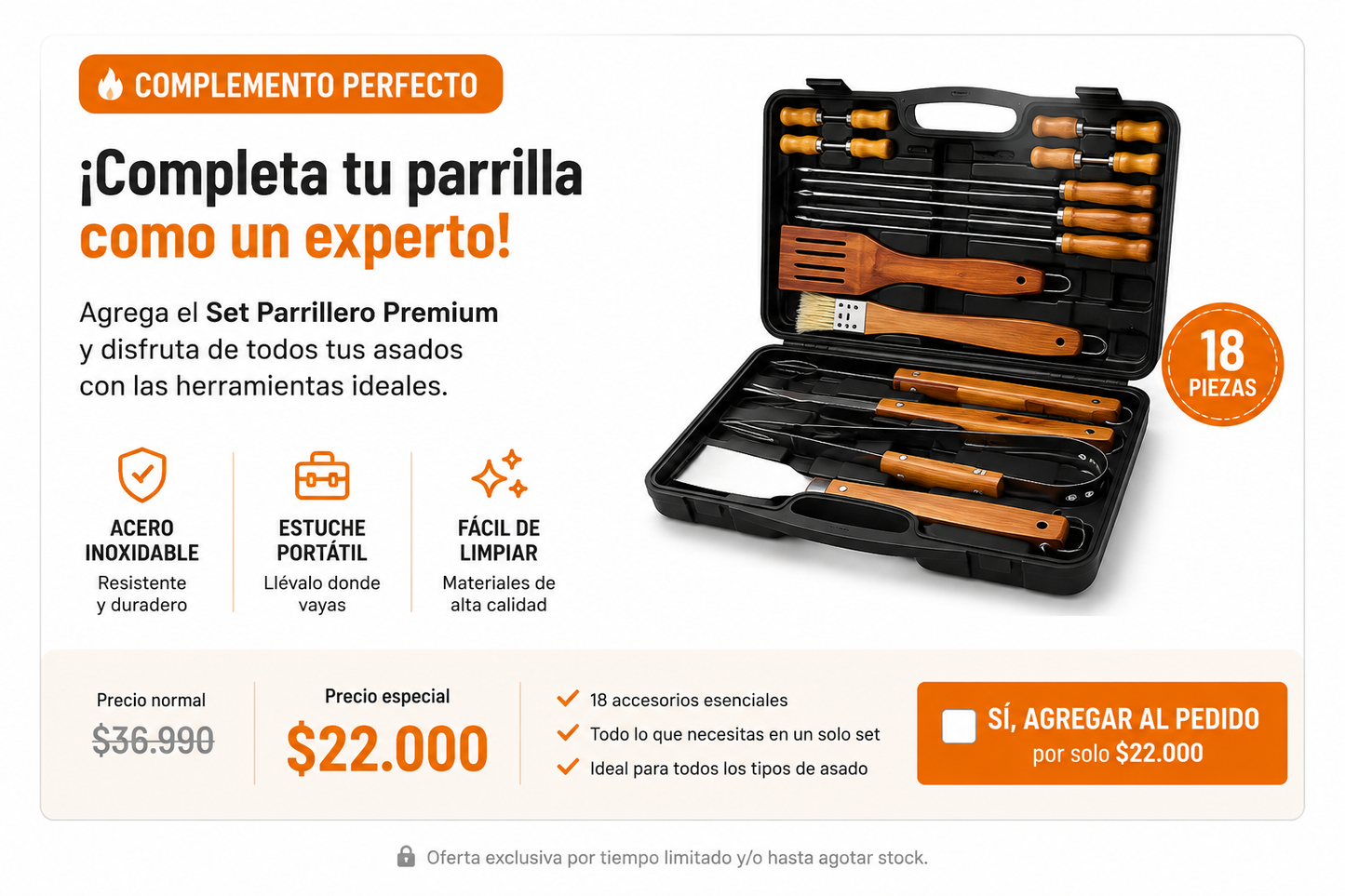 Set Parrilleros Asado Maleta 18 Piezas
